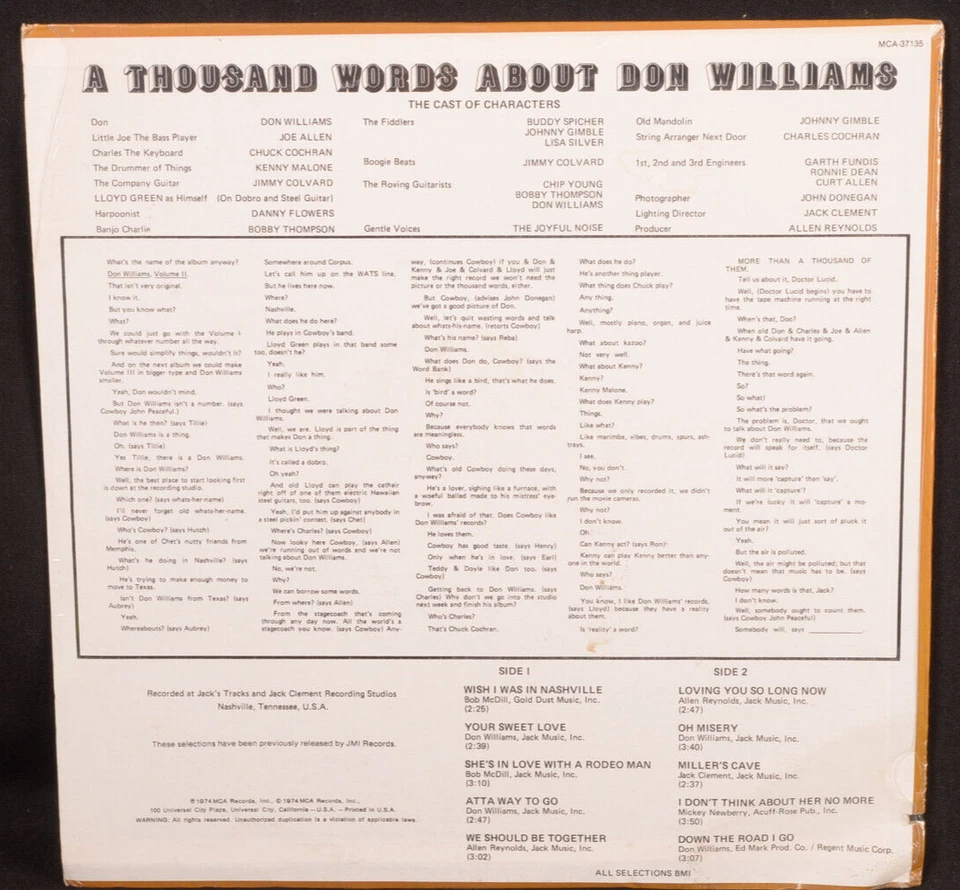 Don Williams Volume Two (2) vinyl LP record country NEW SEALED cut out - Image 4 of 4