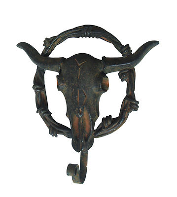 Kleiderhaken Wandhaken Huthaken Haken Garderobe Western Cowboy Metall Skull Bull