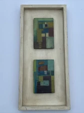 VINTAGE ABSTRACT PAINTING LOT OF 2 SIGNED N.S MYSTERY EXPRESSIONISM MODERNISM