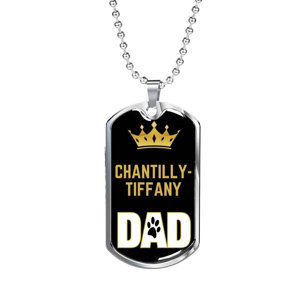 Chantillytiffany Cat Dad Necklace Stainless Steel or 18k Gold Dog Tag 24