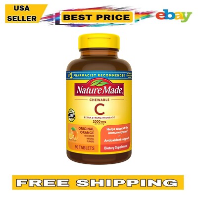Nature Made Vitamin C 1000mg Chewable Tablets, 90 Count, Free Shipping