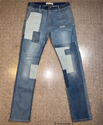 Thvm Behati Patch Distress Boy Friend Women's Jeans Style B-05 Size 26 Blue