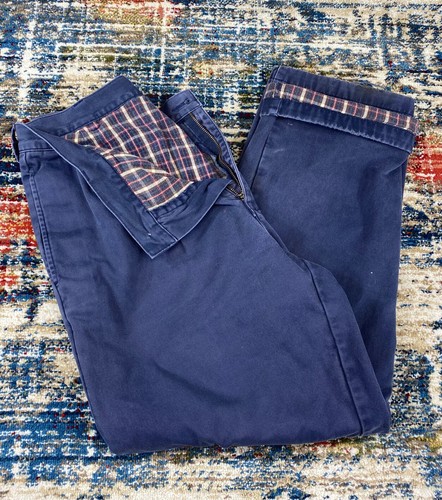 Vtg L.L. Bean Navy Blue Flannel-Lined 