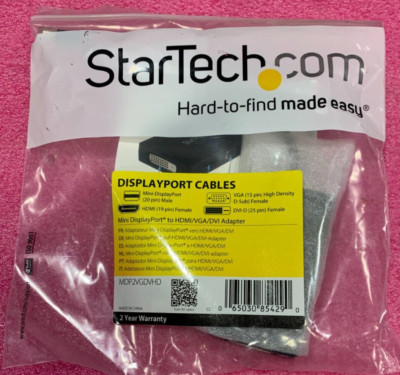 StarTech Mini DisplayPort to HDMI DVI VGA 3-in-1 Adapter 1080p MDP2VGDVHD