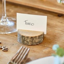 Natural Wood Wedding Place Card Holders 5 Pack