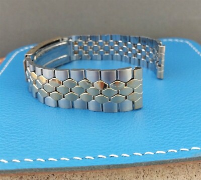 Coffin Link Long Stainless Steel Gold Kreisler nos Vintage Watch  Band