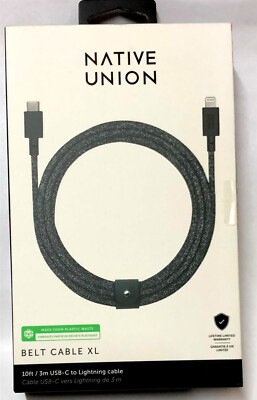 Native Union MFi Certified Lightning-to-USB-C 10' Cable for iPhone 14/13,Cosmos