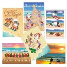 Assorted Beach Christmas Cards - 18 Boxed Christmas Cards and Envelopes - 101