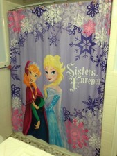 Disney Frozen Princess Anna Queen Elsa Sisters Forever Bath Shower Curtain Set