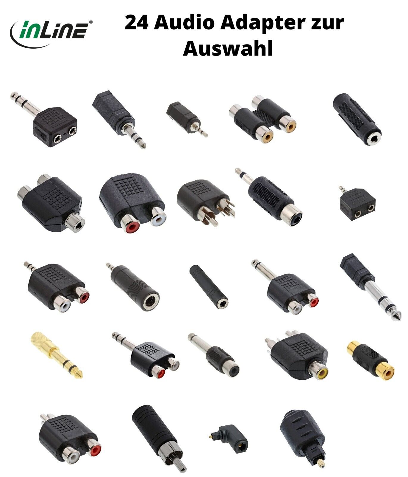 Thumbnail - Inline Audio Adapter Klinke 3,5 6,3 Mm Cinch Buchse Stecker 24 Stück
