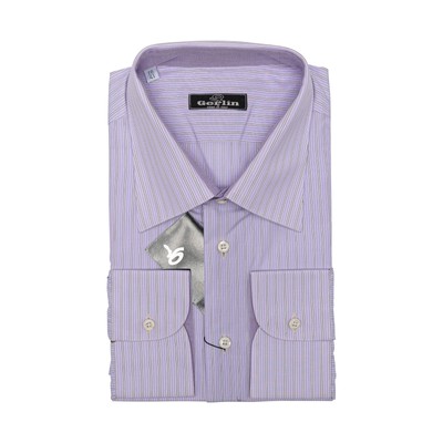 690$ ITALIAN LUXURY GERLIN Shirt Lilac Striped Cotton 16 - 41 - 1U BIJAN