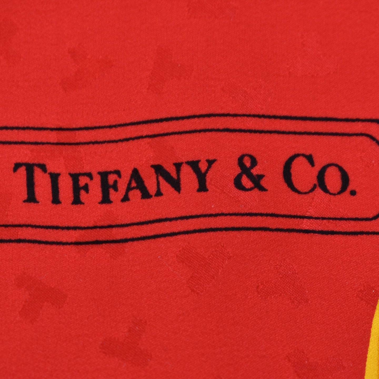 TIFFANY & Co Red/Black, Hearts & Logo 100 Silk, Sca… Gem