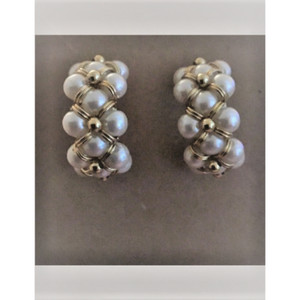 Avon Faux Half Hoop Pearly Earrings