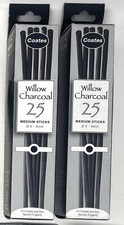 Coates Willow Charcoal Medium Sticks 2 Packs of 25 Artists Arts & Crafts (4-6mm)