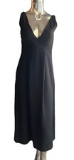 Vintage Carole Little Black Sleeveless Strappy Maxi Dress V-Neck Size Small
