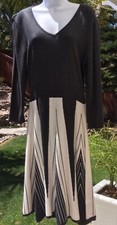 Spense Woman’s Size Large Charcoal & Ivory Long Sleeve Sweater Dress NWT
