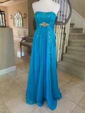 NWT TURQUOISE LA FEMME PROM/PAGEANT/FORMAL DRESS/GOWN 18870 SIZE 4