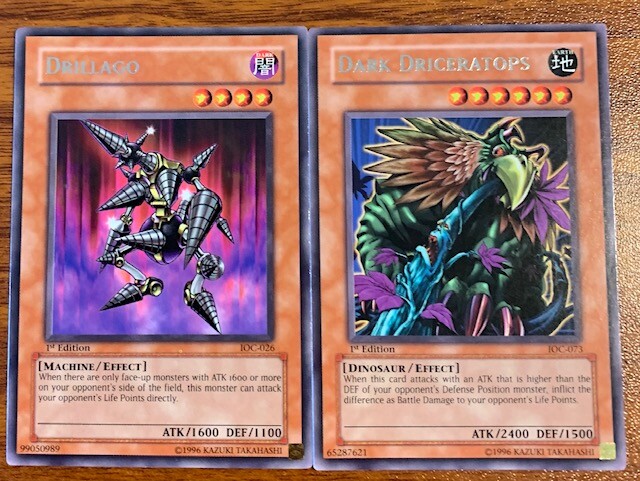 Yu Gi Oh Drillago #IOC-026 & Dark Driceratops #IOC-73 | eBay