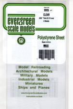 Evergreen 9005 Styrene Sheet Clear - 6 x 12" 15.2 x 30.5cm .005" .01cm pkg 3 