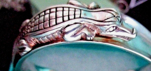 Barry Kieselstein Cord 2003 Sterling Silver Diamond Eyes Alligator Cuff Bracelet
