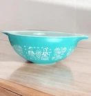 VTG Pyrex 444 Amish Butter Print Turquoise Cinderella 4 QT Nesting Mixing Bowl