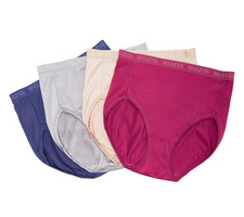 Breezies Set of 4 Nylon Microfiber Hi-Cut Briefs 1X Classic A287800 12976