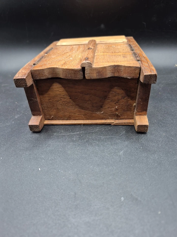 Antique 1920's Apprentice Piece Miniature Oak Cupboard Wardrobe 14cm High  - Image 3 of 4