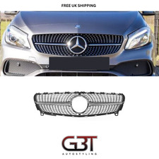 FOR MERCEDES A CLASS W176 DIAMOND CHROME SILVER GRILL GRILLE AMG LOOK 2016-2018