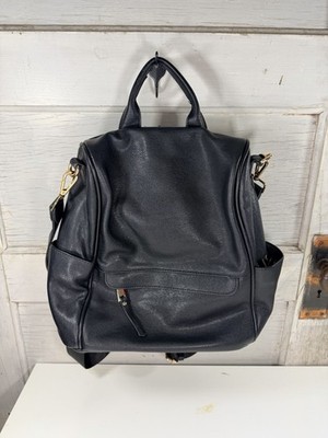 Madison West Backpack Travel Bag Handbag Black with Gold Features