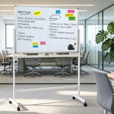 Large White Board 32x48 Inches - Mobile Rolling White Board on Wheels, Dry Er...