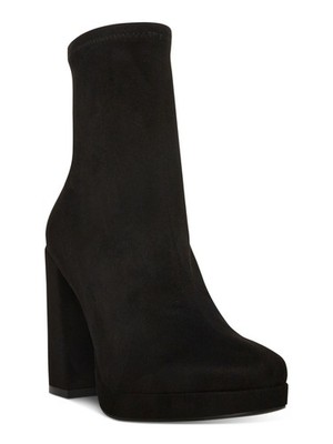 STEVE MADDEN Womens Bone Black Macayla Round Toe Block Heel Zip-Up Booties 10 M