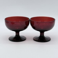 Set Of 2 Vtg. Anchor Hocking Ruby Red Champagne Sherbet  Glass