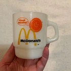 Vintage Anchor Hocking Fire King McDonald's  Coffee Mug Cup Milk Glass READ