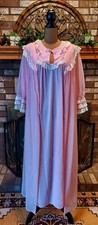Vintage Peignoir  Nightgown Set Pink with Floral Lace Medium Union Made