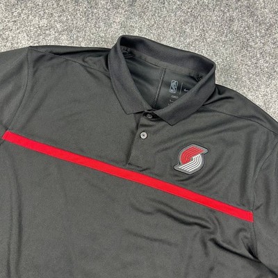Nike Polo Shirt Mens Large Black Portland Trail Blazers NBA Dri-FIT Short Sleeve