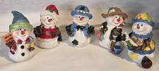Vintage Resin Snowman Figurines Lot of 5 Christmas Winter Tabletop Decor