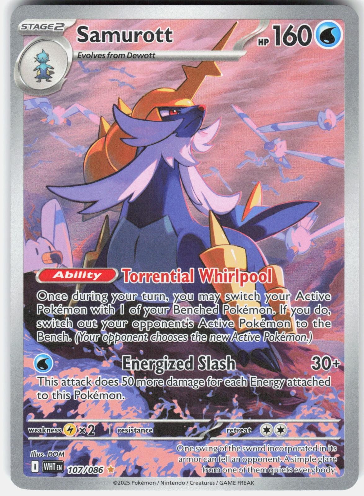 Pokemon Samurott 107/086 Holo Illustration Rare White Flare Pokemon Near Mint