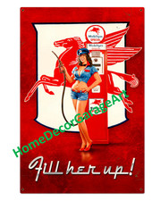 Mobilgas Pegasus Mobil Gas Station Girl, Meta...