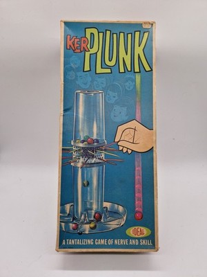 KerPlunk Brettspiel 1967 Ideal Komplett Original Vintage Ker-Plunk Box beschädigt