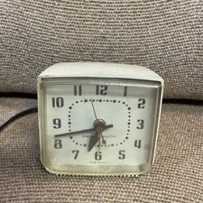 Vintage General Electric Alarm Clock Model 7223C White MCM Made in USA Works
