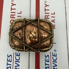 Vintage Handmade Copper Brass Modernist Belt Buckle Brutalist Artisan Unmarked