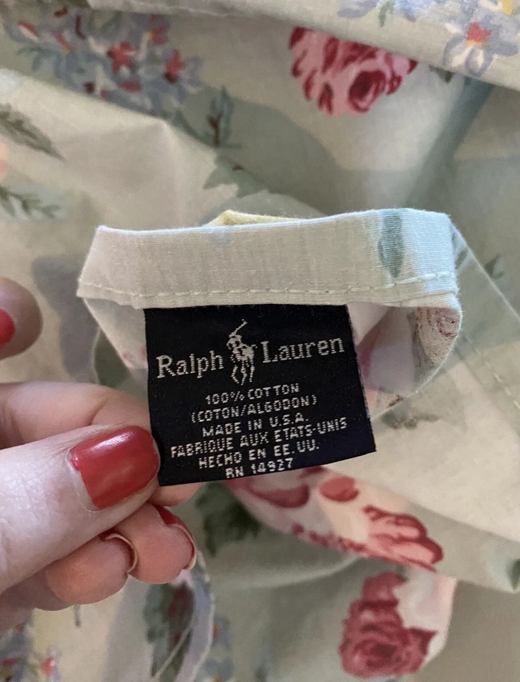 Ralph Lauren Cottage Lane Sábana PLANA COMPLETA Verde Menta Rosa Rosas Floral DOBLE Foto 4 de 4