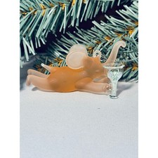 Elephant Ornament Amber Tipsy Party Animal Frosted Glass Martini Glass 3 inches