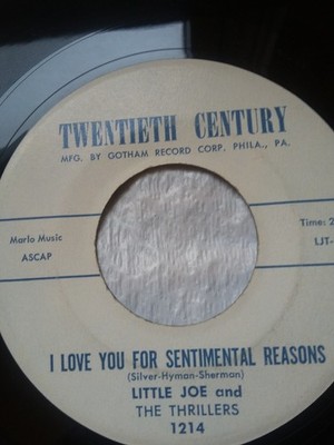 LITTLE JOE & THE THRILLERS I Love You For Sentimental Reasons 45 1961 LOOK