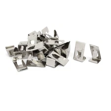 26mmx14mm Picture Photo Frame Metal Spring Turn Clip Hanger Siver Tone 25pcs