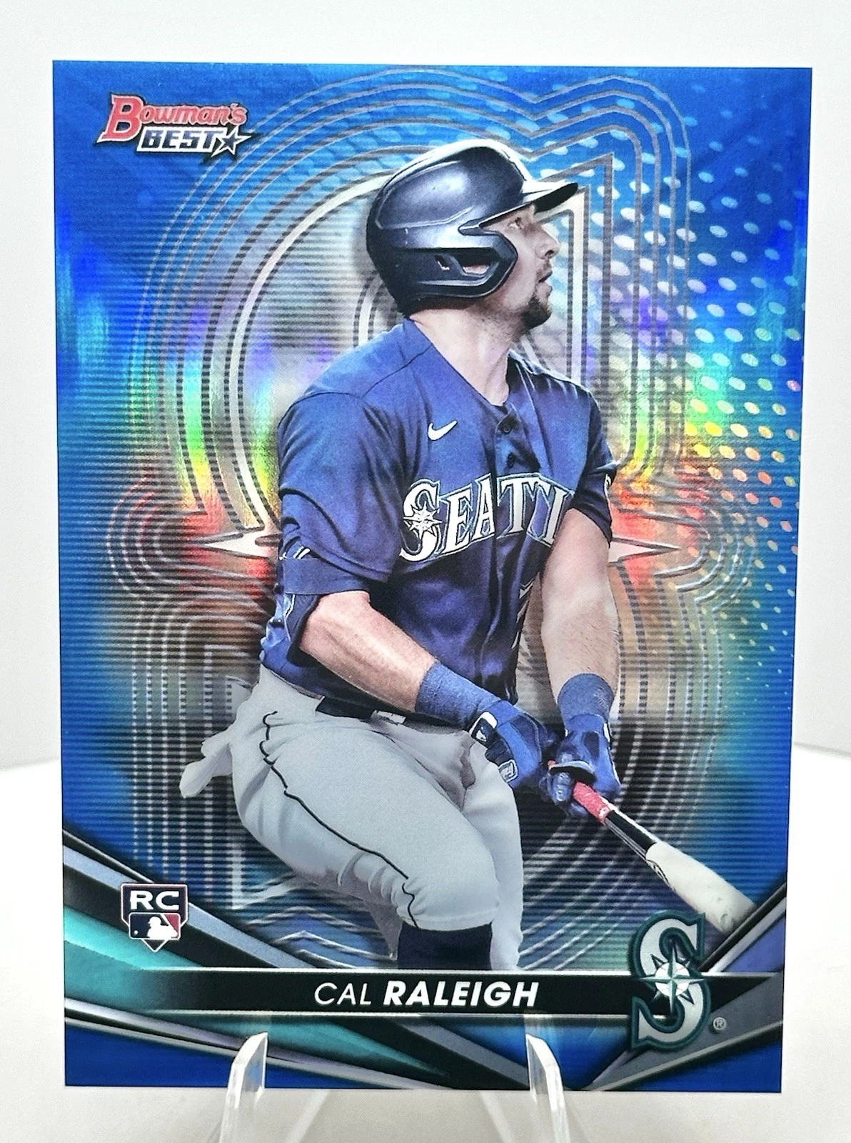 2022 Bowman’s Best Cal Raleigh Rookie Card Blue Refractor 003/150