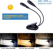 Rechargeable Music Stand Light, Clip on Reading Light, 8 LED Book Lamp, 3-Lev...