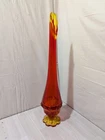 VTG Mid Century Modern Fenton Amberina 15” Stretch Swing Vase MCM