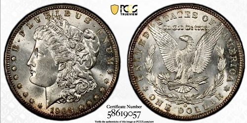 1903 O MORGAN SILVER DOLLAR PCGS MS62 GOLD SHIELD