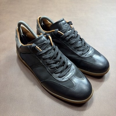 BRUNO MAGLI ITALY Dano Leather Sneakers Men 10.5 Black Gum Casual Shoes $298 New